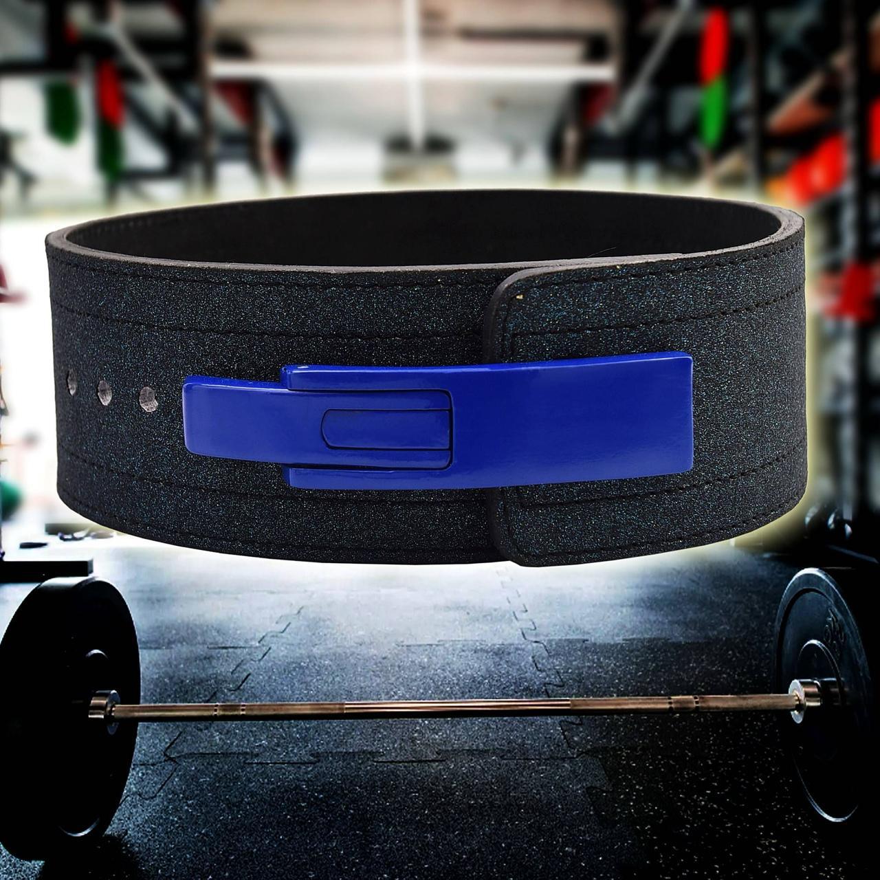 Best Heavy Duty Leather Lifting Belt for Powerlifting & Squats – Blue - PowerFit Leather Belts