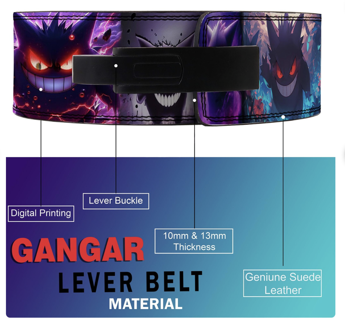 Ghost Inspired Leather Gym Belt – Premium Powerlifting Support - PowerFit Leather Belts