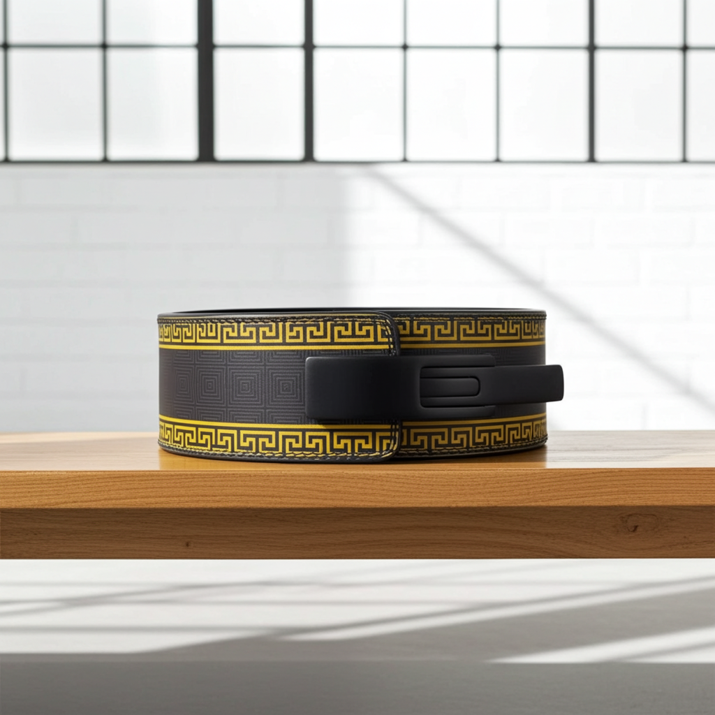 Leather Black Gold Powerlifting Lever SBD Belt