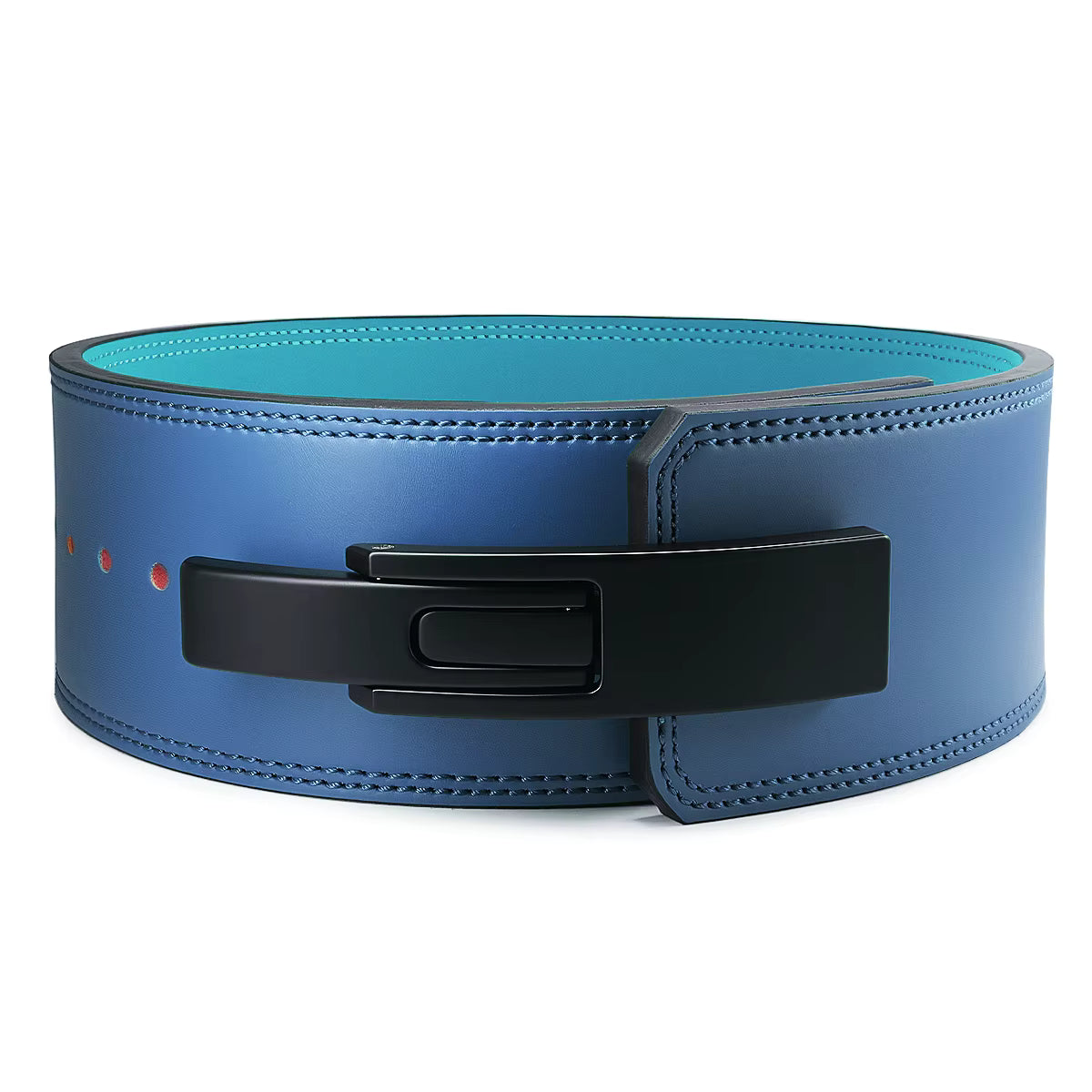 Premium Cyan Blue Leather Lever Powerlifting Belt 10mm Australia
