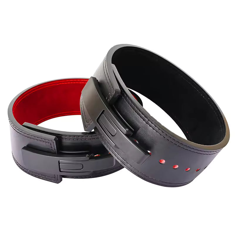 Leather Black Powerlifting Lever Belt – Premium Leather Strength Support