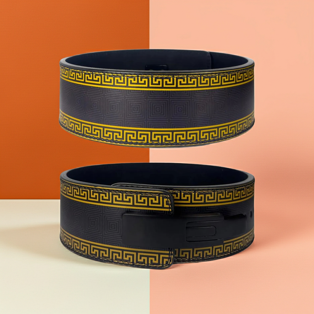 Leather Black Gold Powerlifting Lever SBD Belt