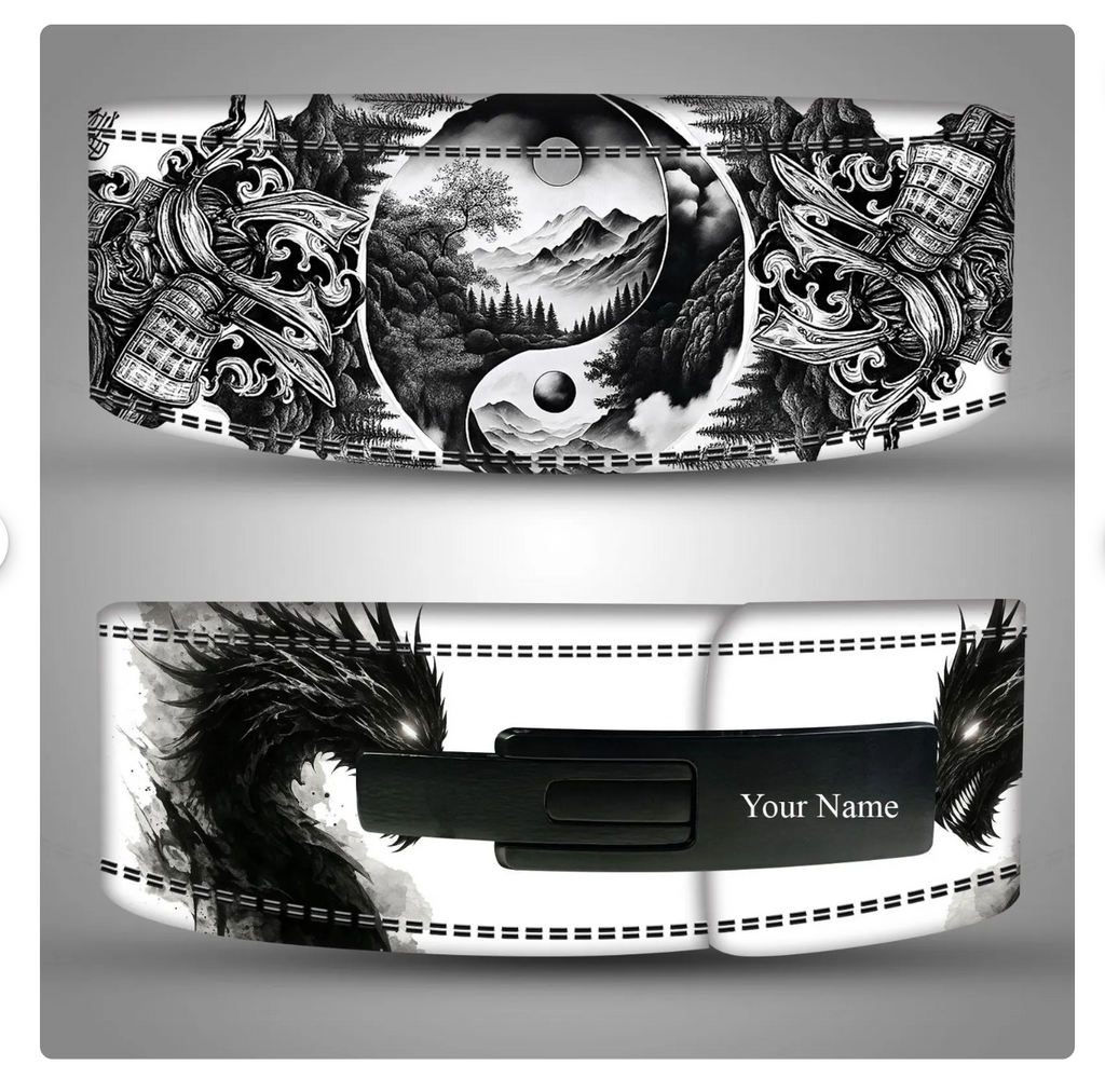 Custom Tattoo Leather Weightlifting Belt: Samurai Anime Gym Gear