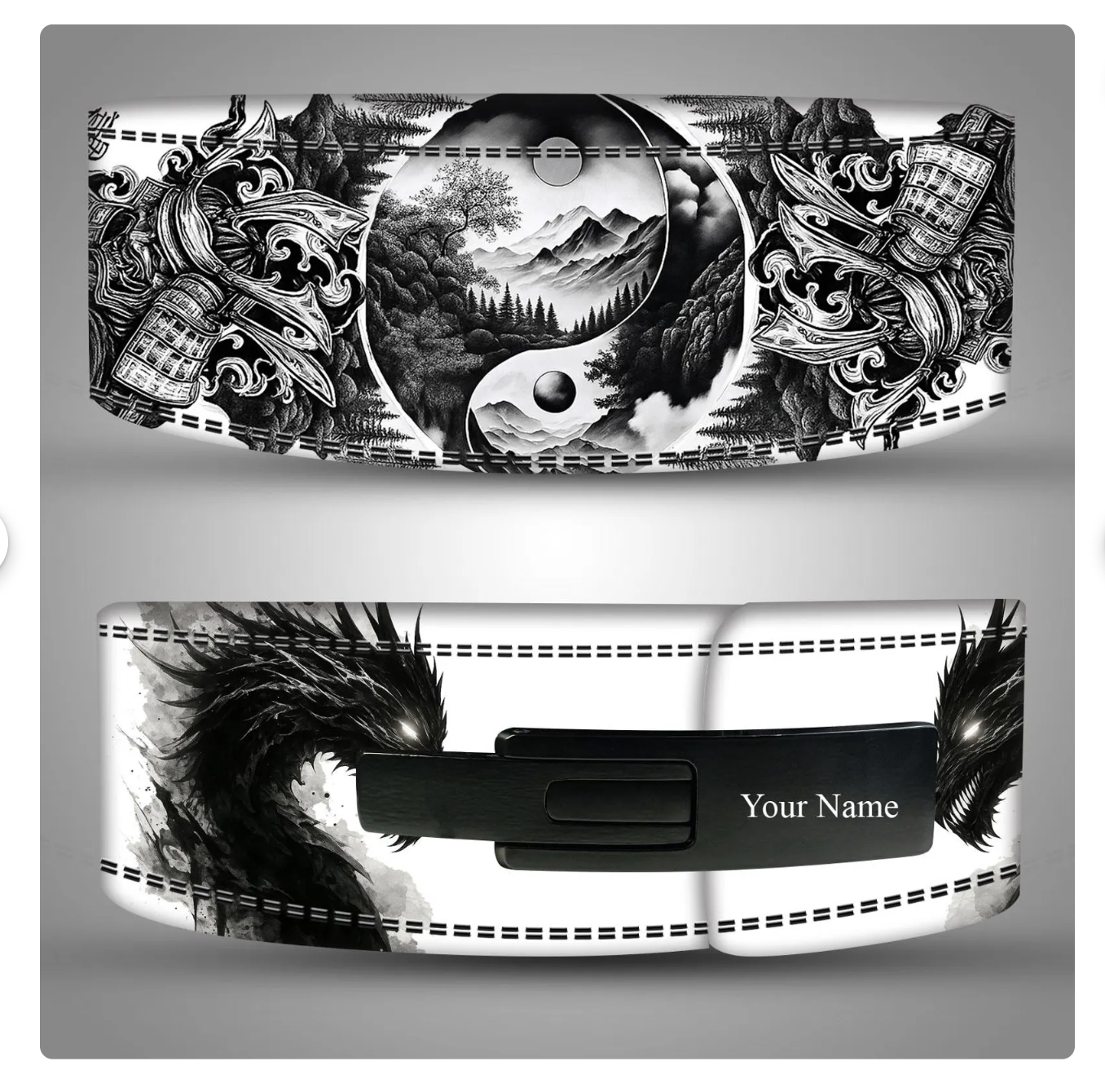 Custom Tattoo Leather Weightlifting Belt: Samurai Anime Gym Gear