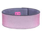 Sparkling Leather Belt Pink power weightlifting Lever Belt shown in pink and gray colors for optimal support during heavy lifts.
