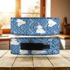 Leather Sky Blue Cloud Pattern Powerlifting Lever Belt