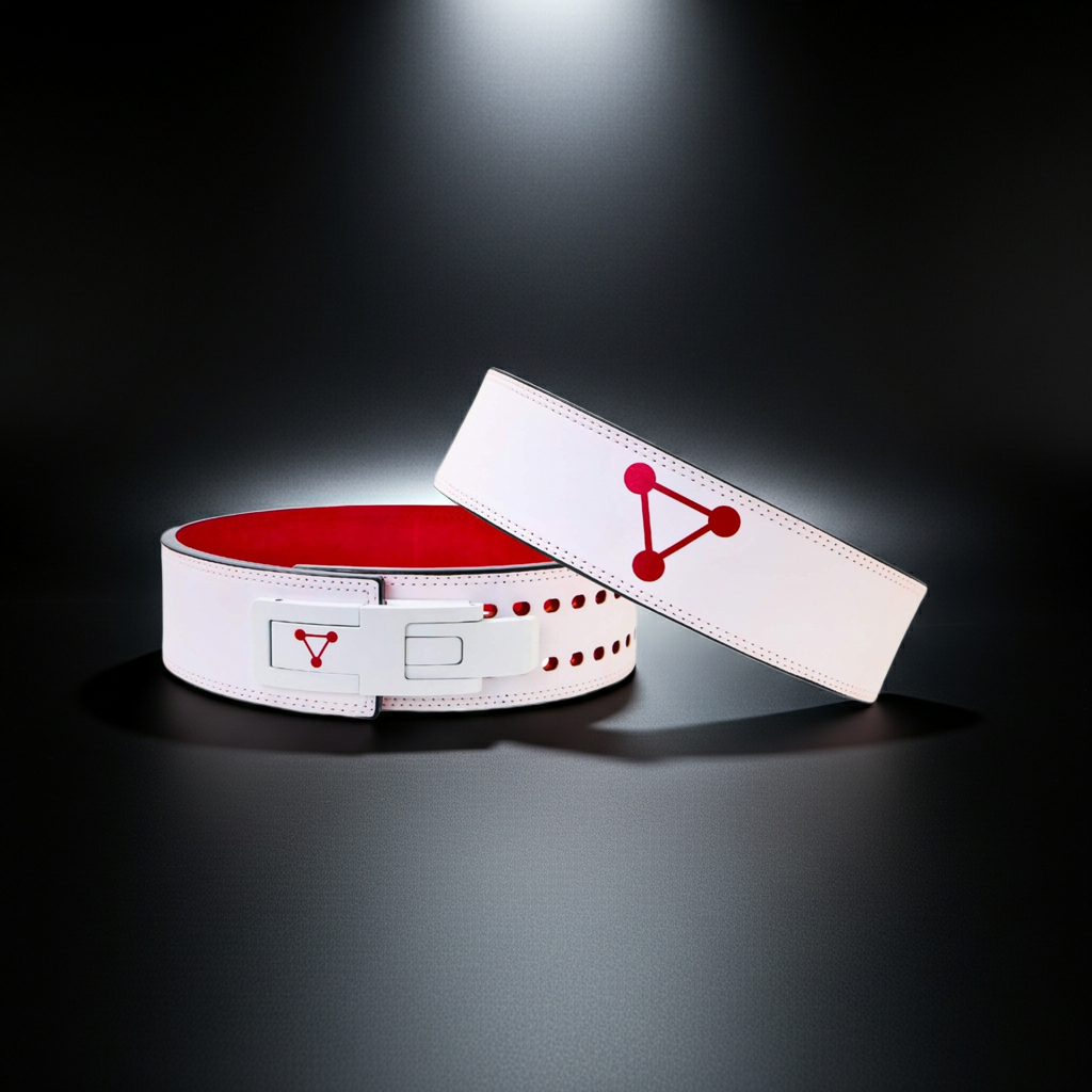 Leather White Cream Powerlifting Lever SBD Belt