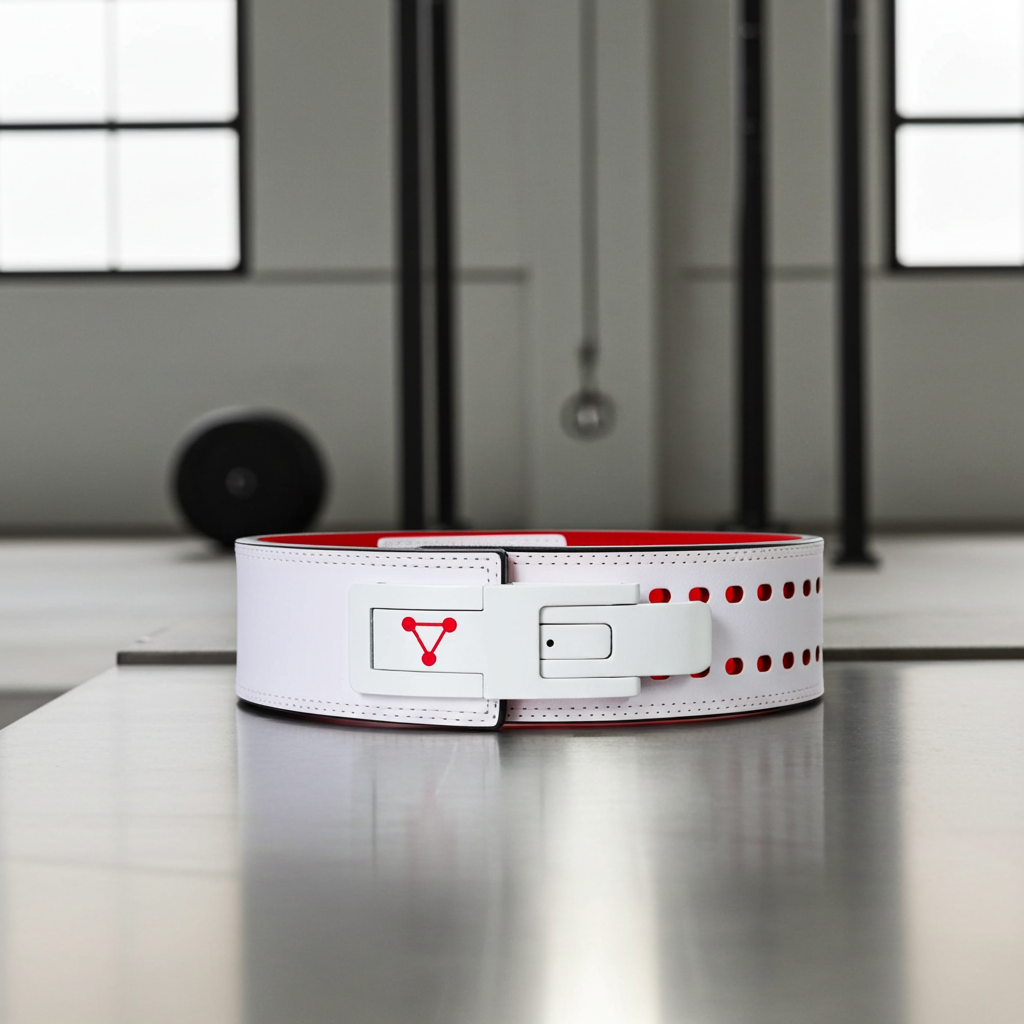 Leather White Cream Powerlifting Lever SBD Belt