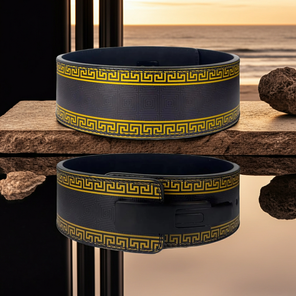 Leather Black Gold Powerlifting Lever SBD Belt