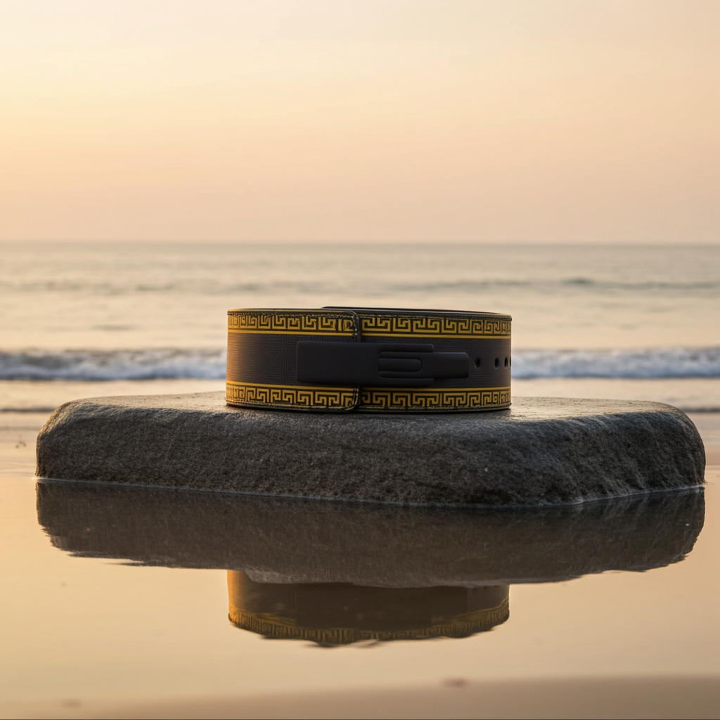 Leather Black Gold Powerlifting Lever SBD Belt