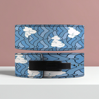 Leather Sky Blue Cloud Pattern Powerlifting Lever Belt