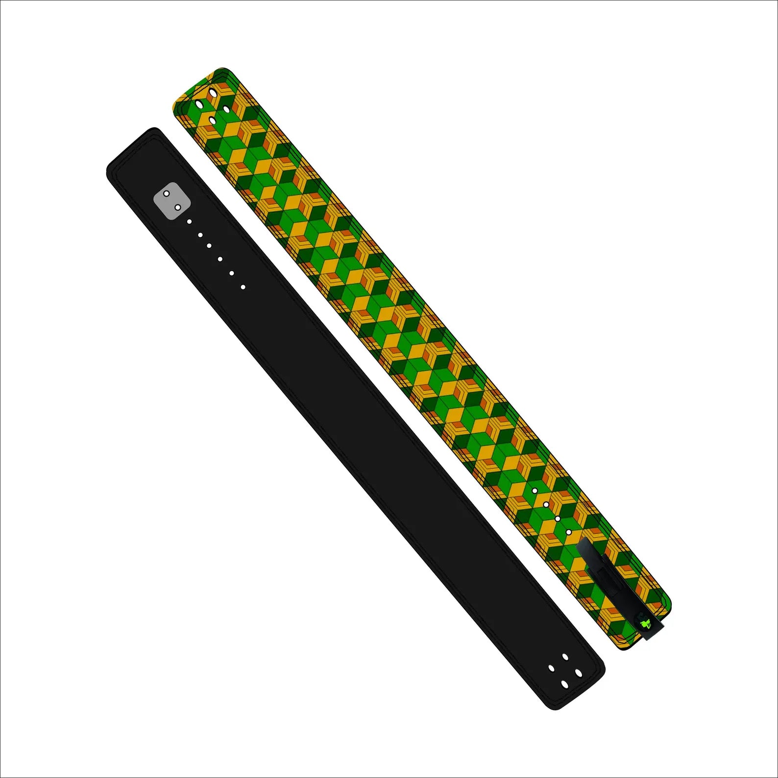 Leather Yellow Green Powerlifting Lever Belt - PowerFit Leather Belts
