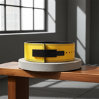 Leather Yellow Powerlifting Lever Belt – Premium Leather Strength Support