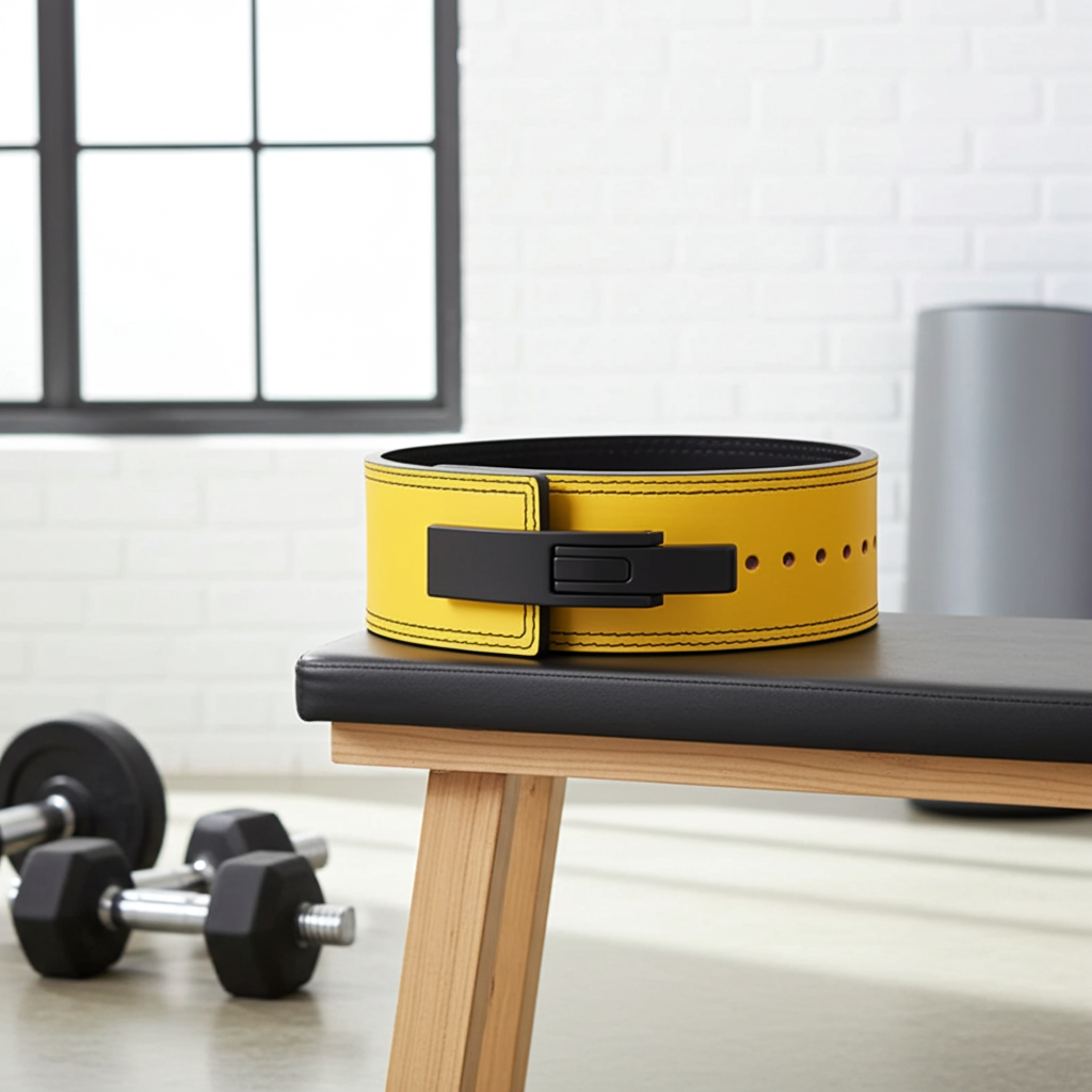 Leather Yellow Powerlifting Lever Belt – Premium Leather Strength Support